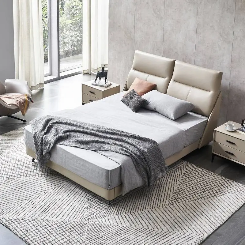 MP2805 TIME CAPSULE Modern Hot Sale Leather Bed Frame With Headboard 1