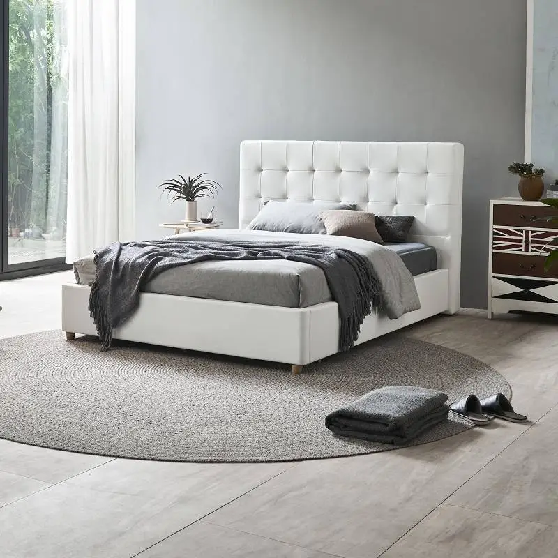 MB3332 TIME CAPSULE Modern Upholstered Storage Leather Bed Frame With Headboard 1