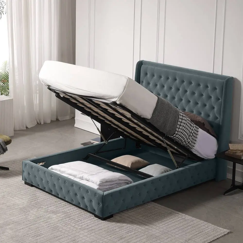 MB3616ZT | Getuftetes Ottoman-Bett im Storage Design mit Wingback und pneumatischer Stange 1