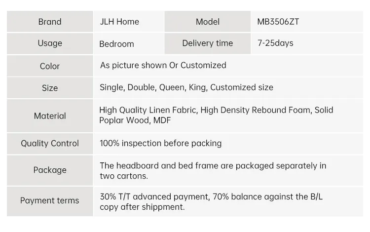  JLH Mattress Cama con plataforma capitoné tapizada para negocios para hotel 3