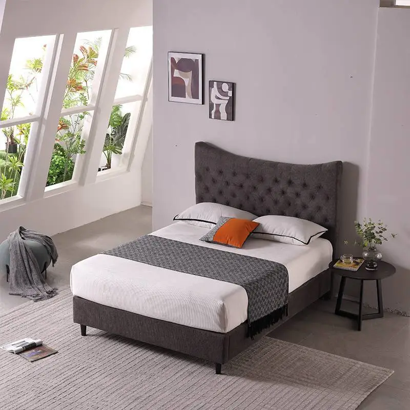 MB3662ZT Upholstered Platform Bed Frame Tufted Headboard Wood Slat Support Easy Assem 1
