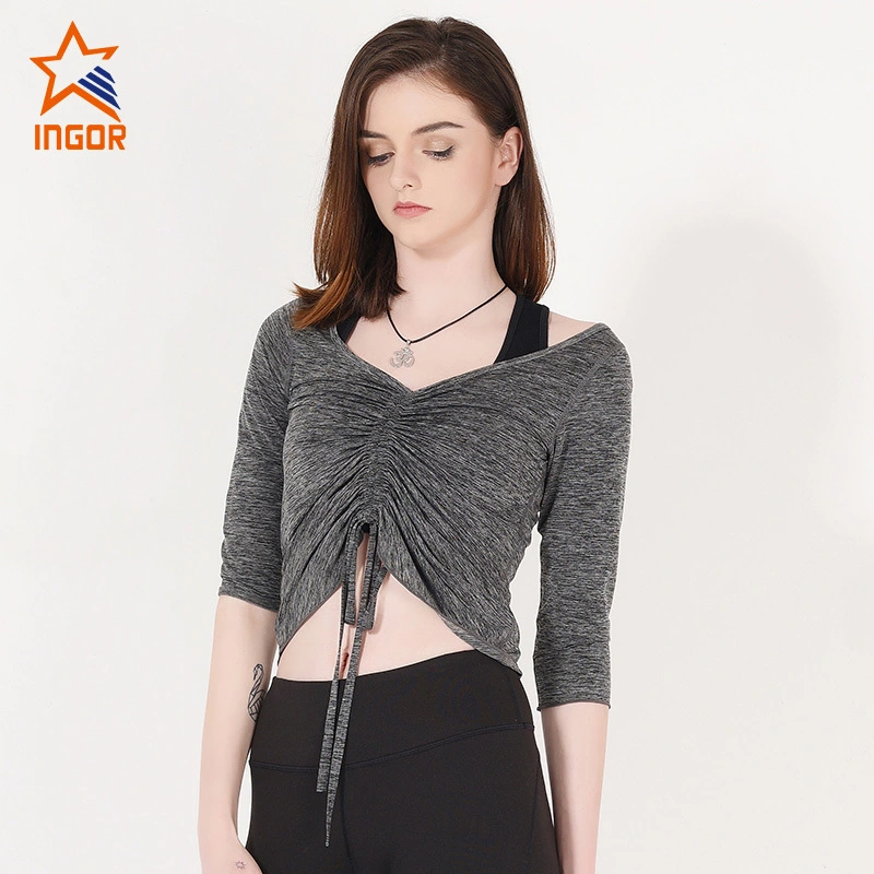 Ingorsports Camisetas de yoga personalizadas de manga larga con cordón Y1913T02 1