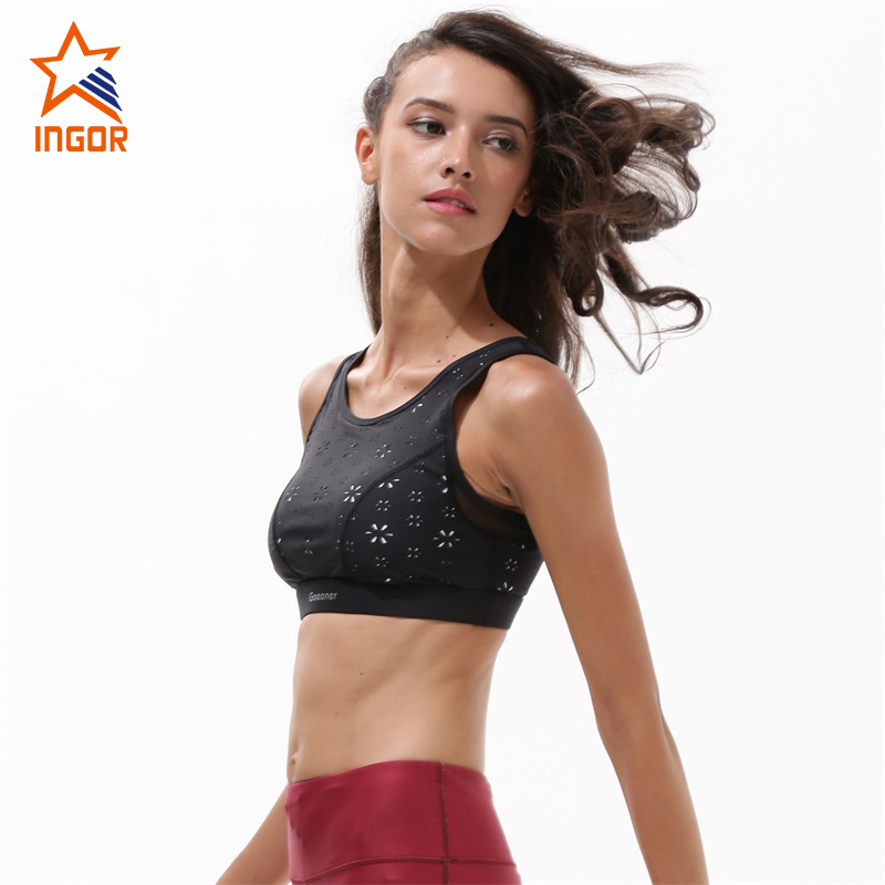Sutiã esportivo preto com design de serviço personalizado feminino Ingorsports para atacado 4
