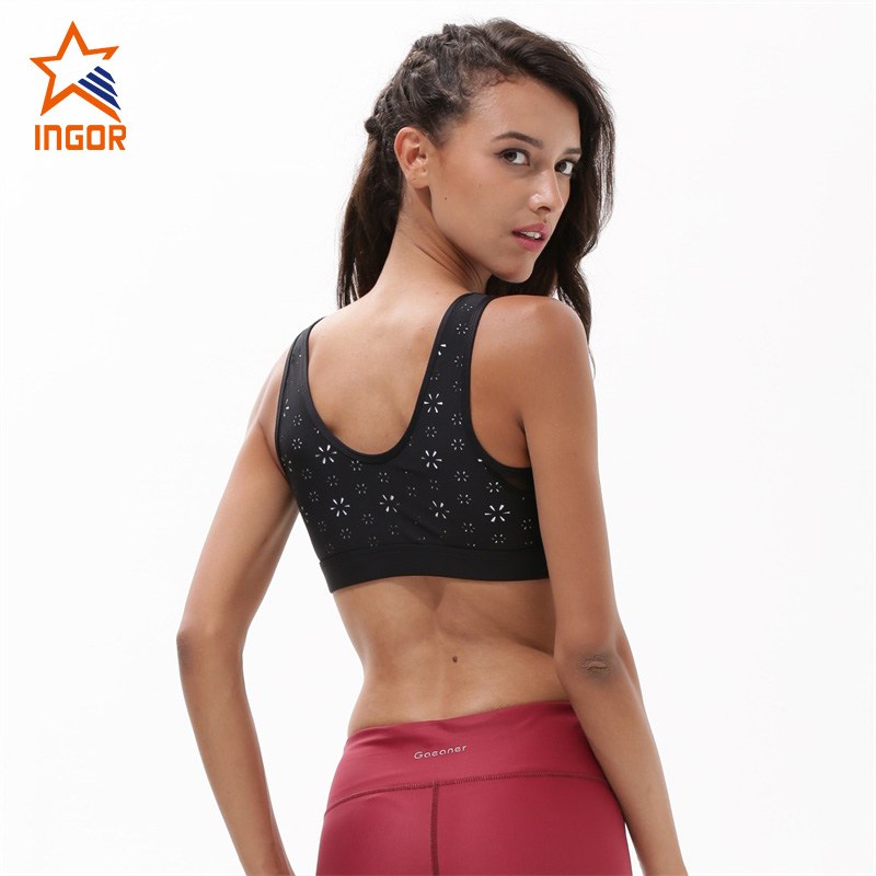 Sutiã esportivo preto com design de serviço personalizado feminino Ingorsports para atacado 3