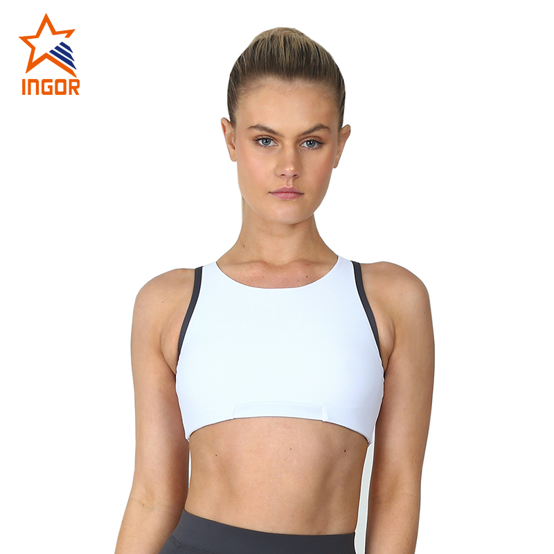 Ingorsports New Trends High Neck Women Yoga Sports Bra White Custom Made Logo H-11-01 1
