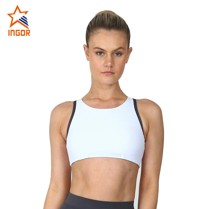 Ingorsports New Trends Collo alto Donna Yoga Reggiseno sportivo Bianco Logo personalizzato H-11-01 1