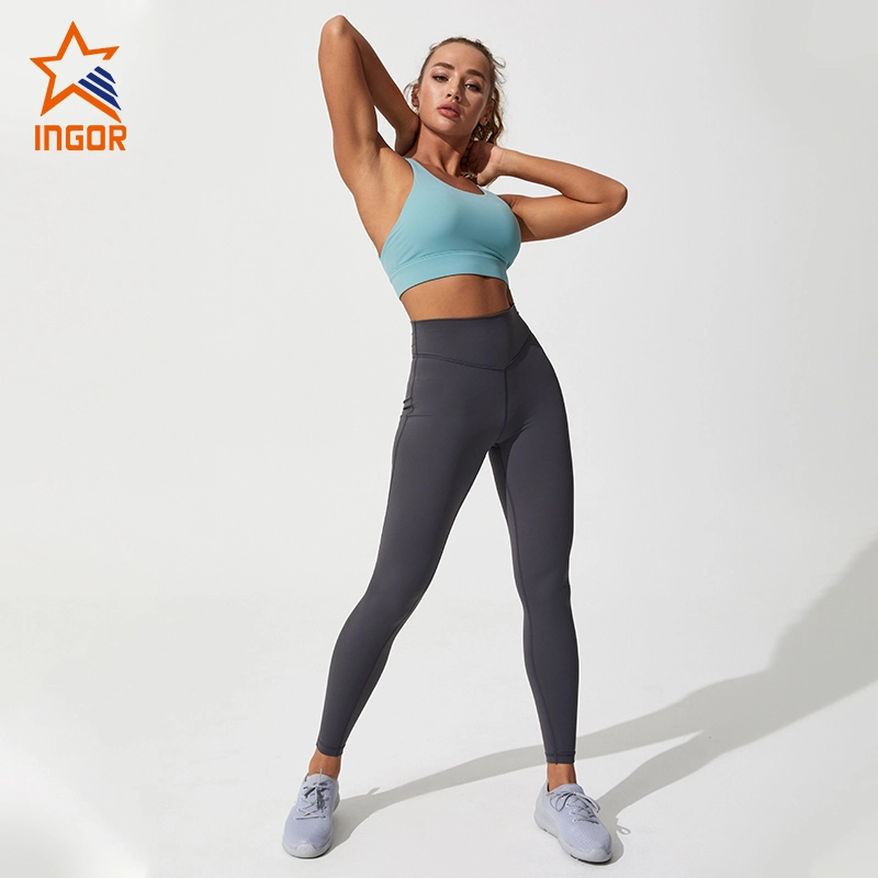 Ingorsports Abbigliamento fitness personalizzato da donna, atletico, sexy, con spalline, in tinta unita, per palestra e yoga 1