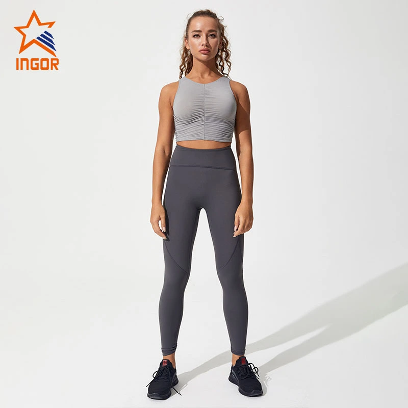 Ingorsports Custom High Waisted Yoga Leggings And Sports Bra Set Compression Gym Tight Pants Wear Women Fitness Sets 1