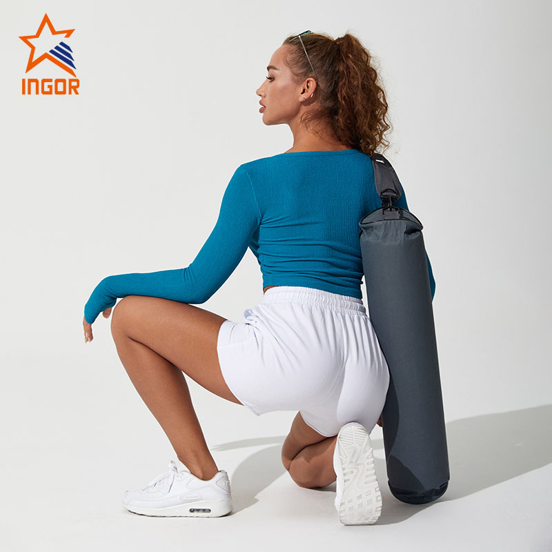 Ingorsports Workout-Bekleidung für Damen, langärmelige Oberteile, Yoga-Set, Fitnessstudio-Outfit-Set 4