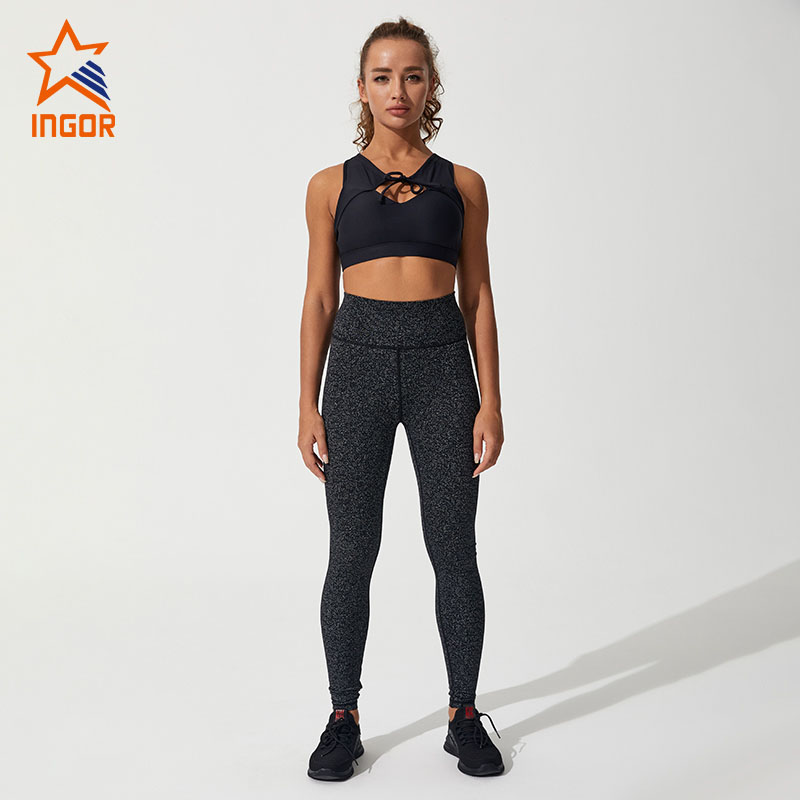 Ingorsports Custom High Waisted Yoga Leggings And Sports Bra Set Compression Gym Tight Pants Wear Women Fitness Sets1 3