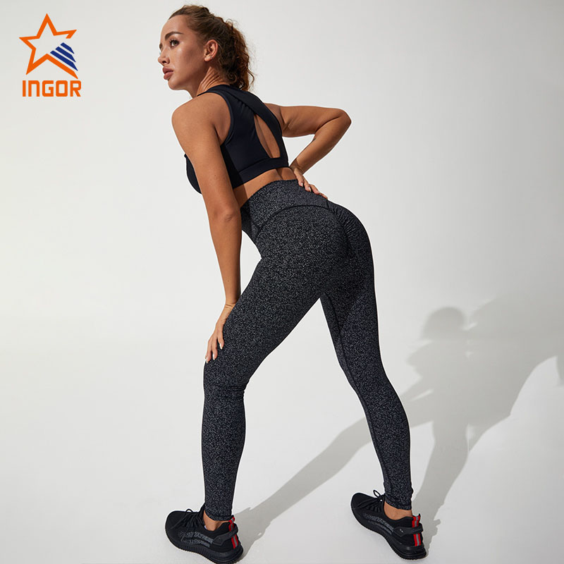 Ingorsports Custom High Waisted Yoga Leggings And Sports Bra Set Compression Gym Tight Pants Wear Women Fitness Sets1 9