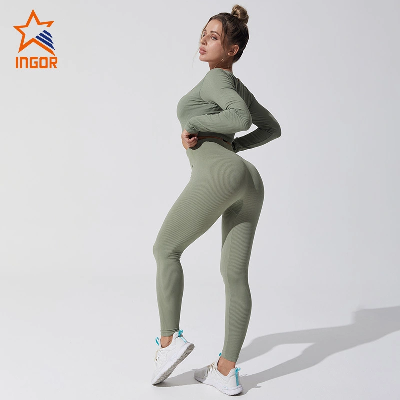 Ingorsports Fitness Mujer Yoga Seamless Gym Leggings Bra Sport Sets Ropa deportiva Activewear 1