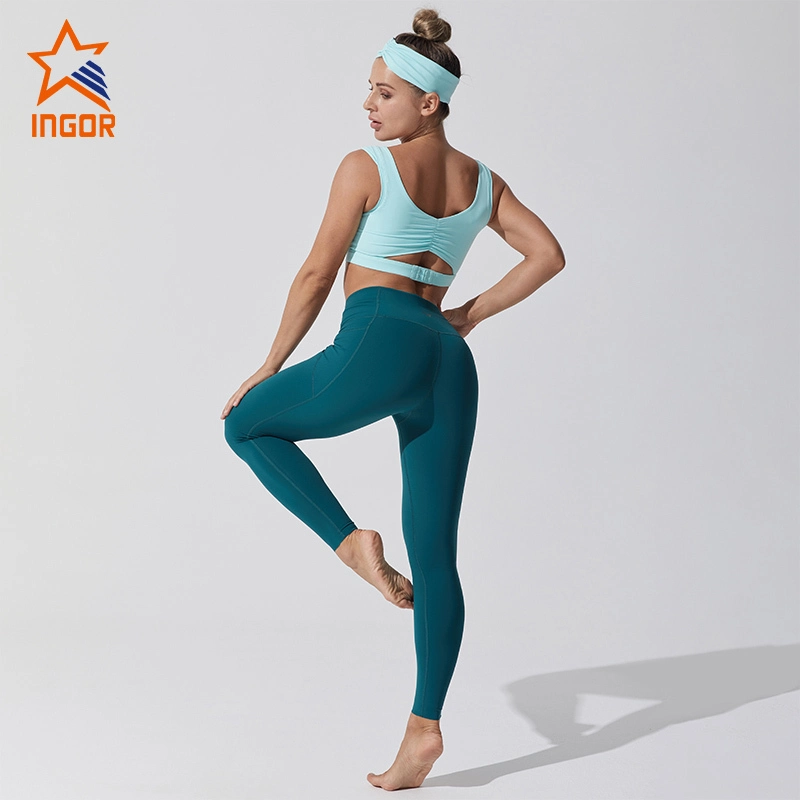 Ingorsports Women′s Bra and Leggings Yoga Sets Sports Wear Gym Wear Activewear with Headband 1