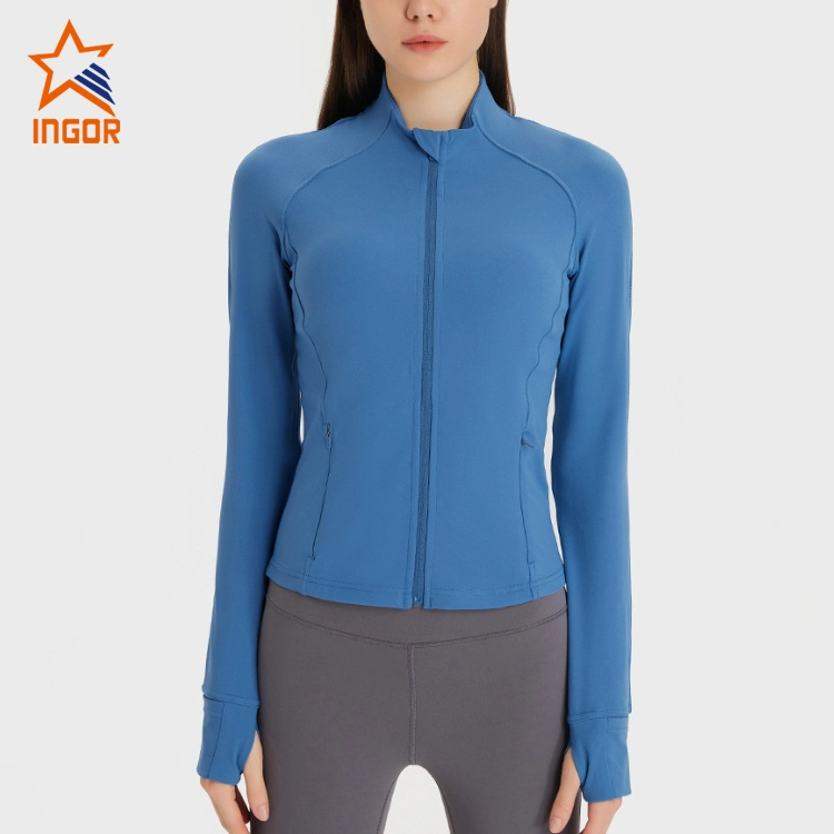 Ingorsports OEM & ODM Giacca con cappuccio da donna di abbigliamento sportivo all'ingrosso con cerniera 1