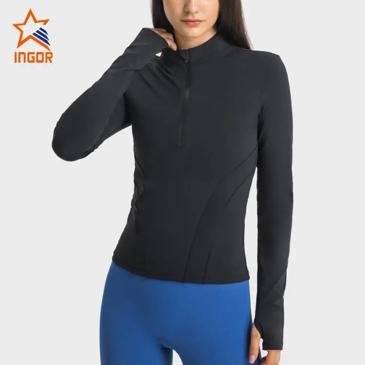 Revestimento de esportes do contraste de Colorblock das mulheres por atacado do ODM do OEM de Ingorsports 1