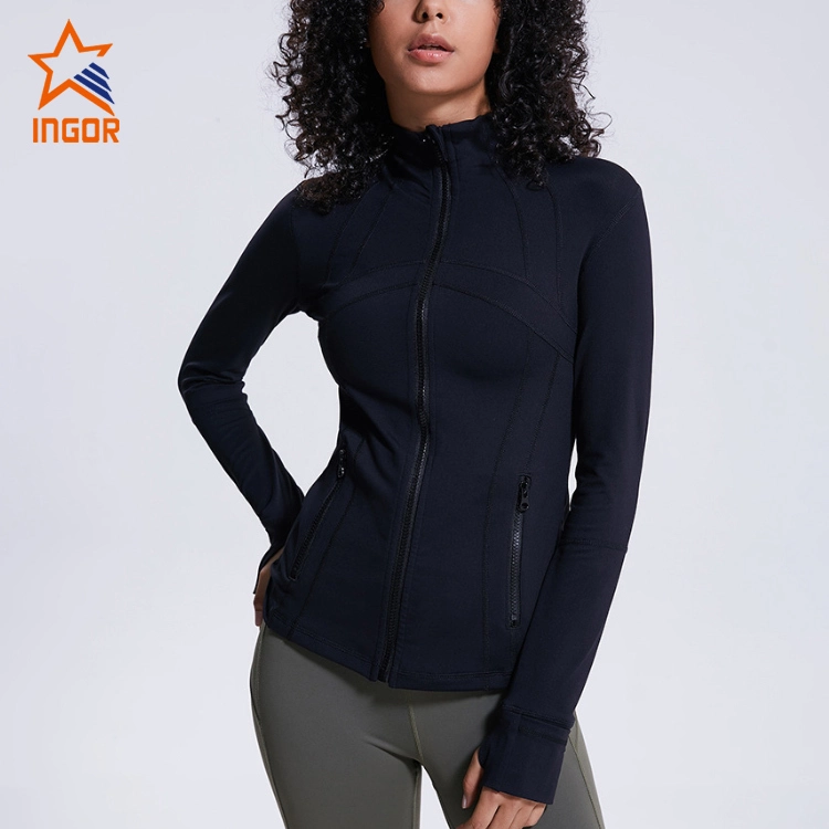 Giacca sportiva con cerniera Colorblock traspirante che assorbe il sudore 1