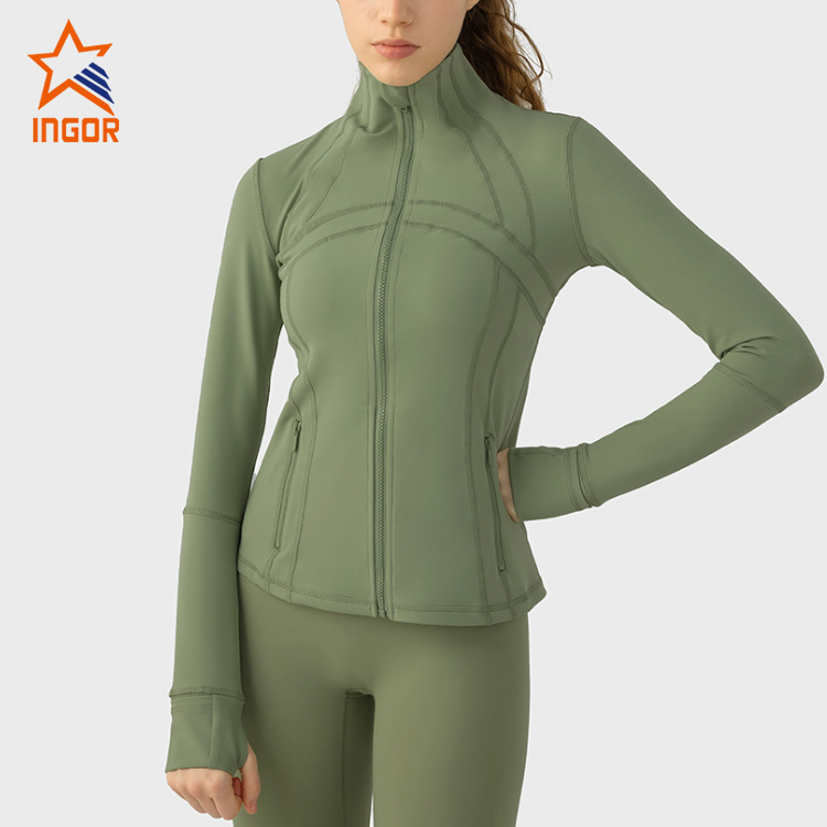 Ingorsports Absorbs Sweat Breathable Colorblock Zipper Sports Jacket 5
