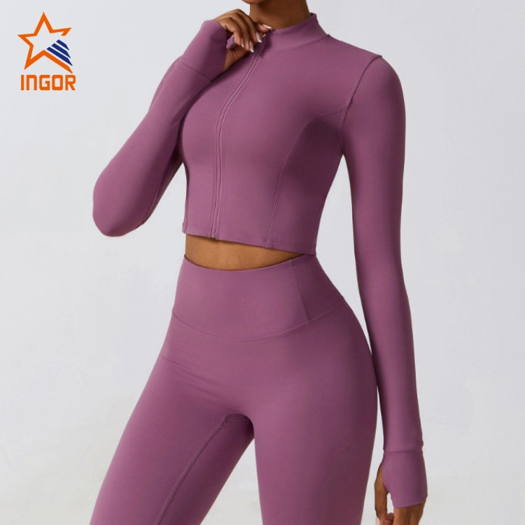 Ingorsports Women Custom Wholesale Zip Up Crop Sports Jacket 1