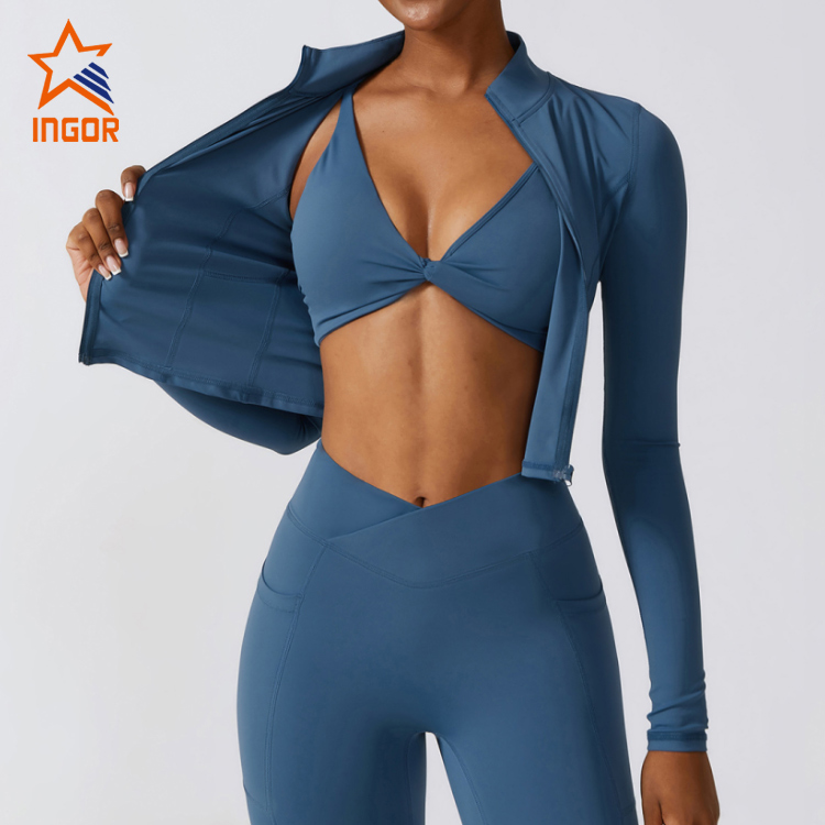 Ingorsports Custom Design Women Zip Up Hooded Crop Sports Jacket 2