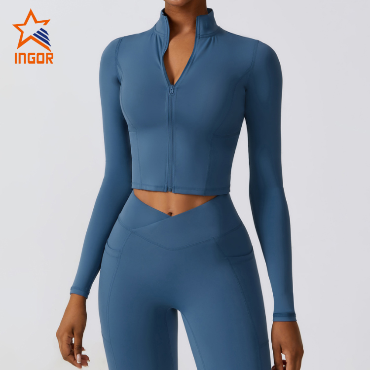 Ingorsports Custom Design Women Zip Up Hooded Crop Sports Jacket 1