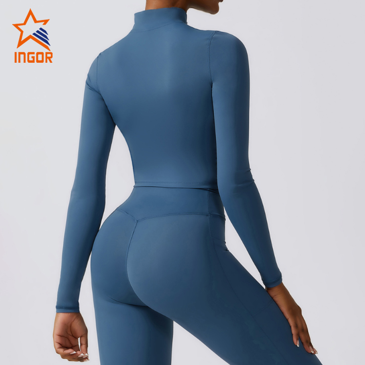 Ingorsports Custom Design Women Zip Up Hooded Crop Sports Jacket 3