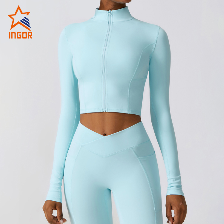 Ingorsports Custom Design Women Zip Up Hooded Crop Sports Jacket 4