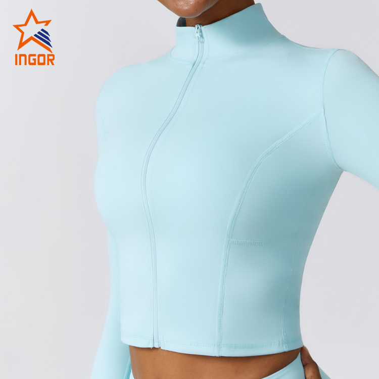 Ingorsports Custom Design Women Zip Up Hooded Crop Sports Jacket 5