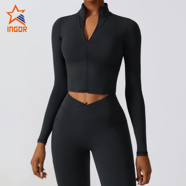 Ingorsports Custom Design Women Zip Up Hooded Crop Sports Jacket 6