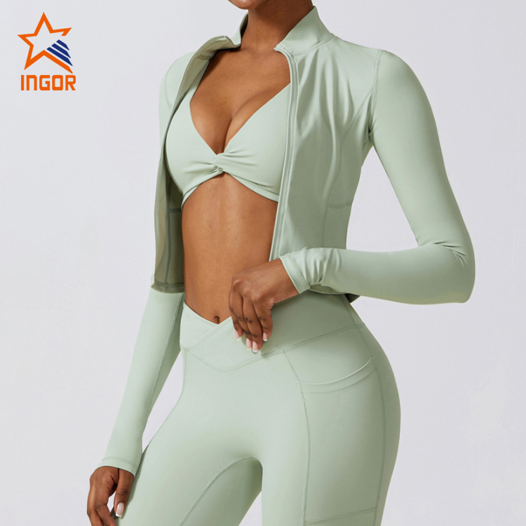 Ingorsports Custom Design Women Zip Up Hooded Crop Sports Jacket 8