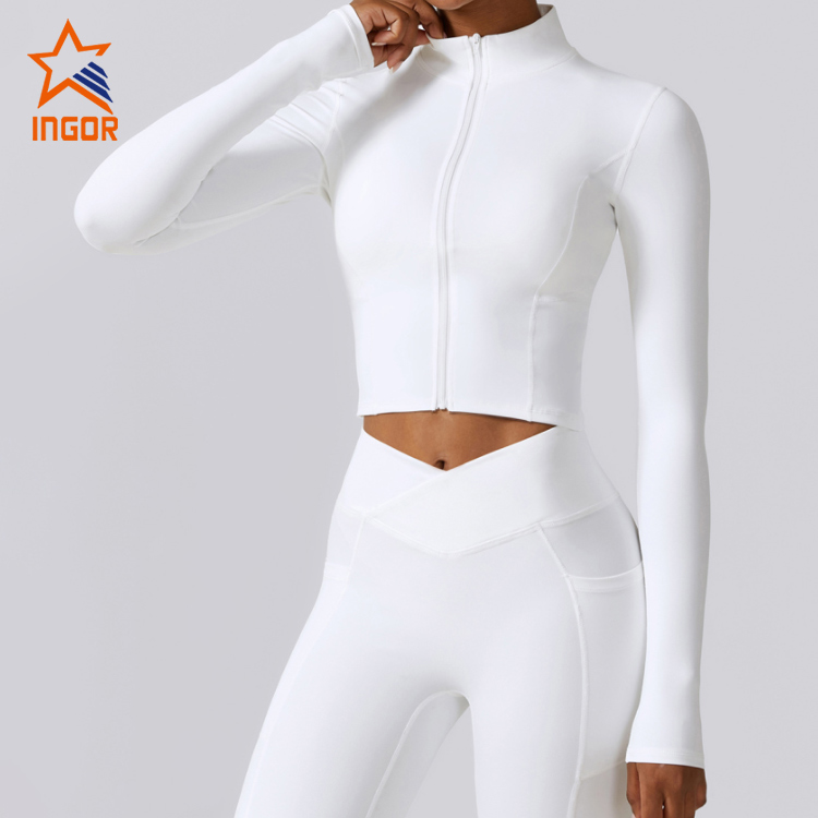 Ingorsports Custom Design Women Zip Up Hooded Crop Sports Jacket 9