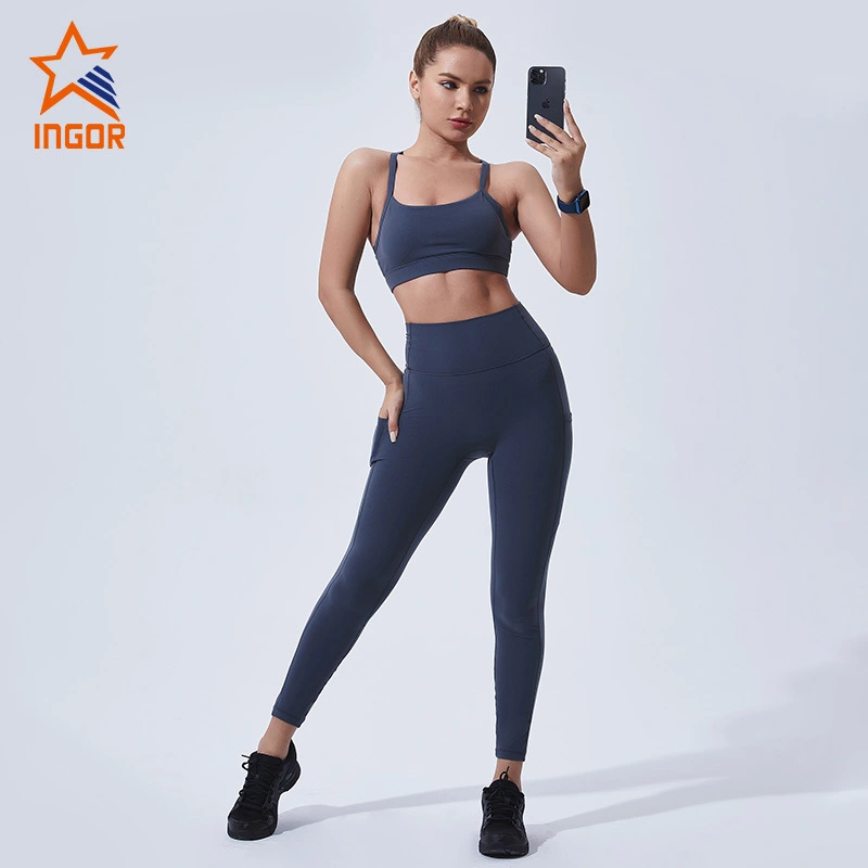 OEM personalizzato Ingorsports & ODM 7/8 lunghezza reggiseno yoga incrociato sul retro & set pantaloni legging 1