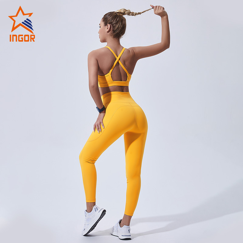 Ingorsports Wholesale Cross Back Yoga Bra & Legging Sets For Sports Workout 2