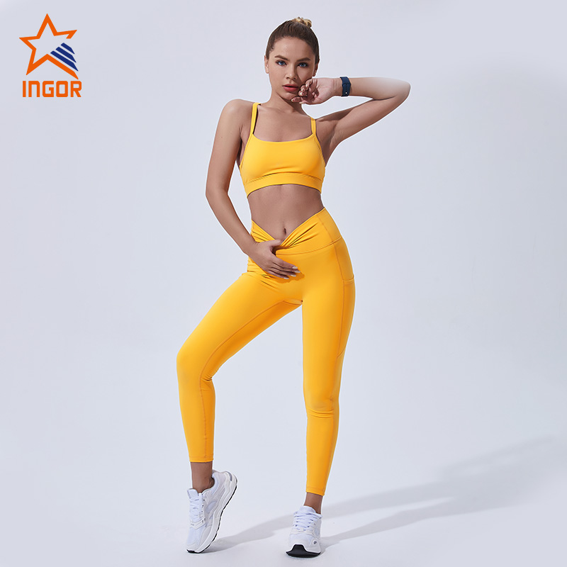 Ingorsports Wholesale Cross Back Yoga Bra & Legging Sets For Sports Workout 1
