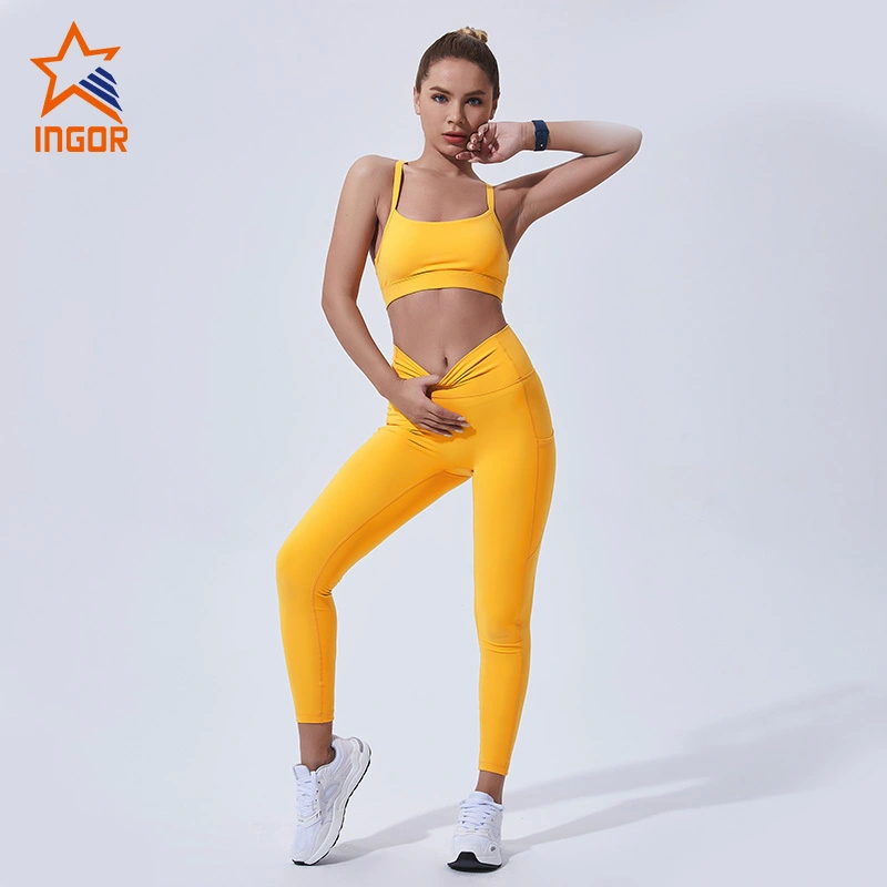 Ingorsports Wholesale Cross Back Yoga Bra & Legging Sets For Sports Workout 1