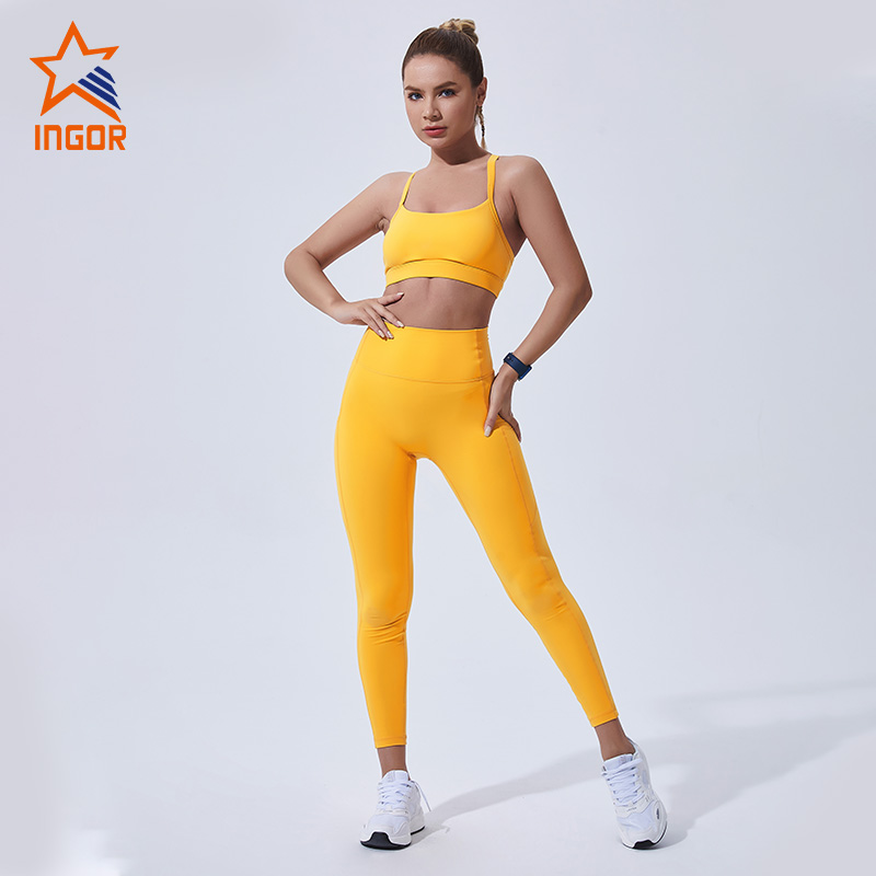 Ingorsports Wholesale Cross Back Yoga Bra & Legging Sets For Sports Workout 3