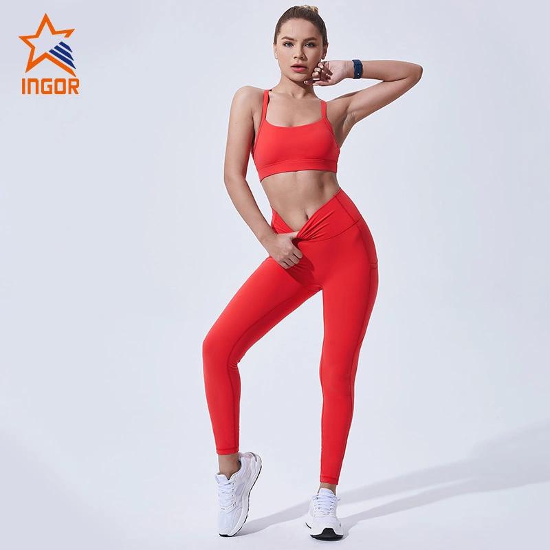 Ingorsports Custom Yoga Cross Bra & Leggings, hohe Taille, GYM, Activewear, Po-Lift, elastische Sportbekleidung 1