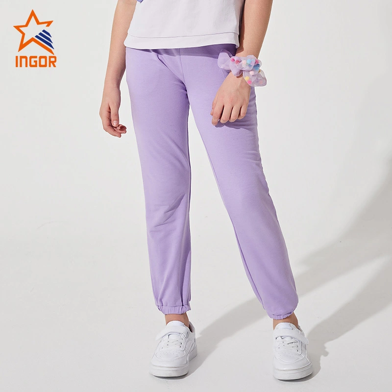 Ingorsports Fabrikant Activewear Zachte elastische band met touwtje Twee zijzakken Losvallende joggingbroek voor sport- en hardloopkleding voor kinderen 1