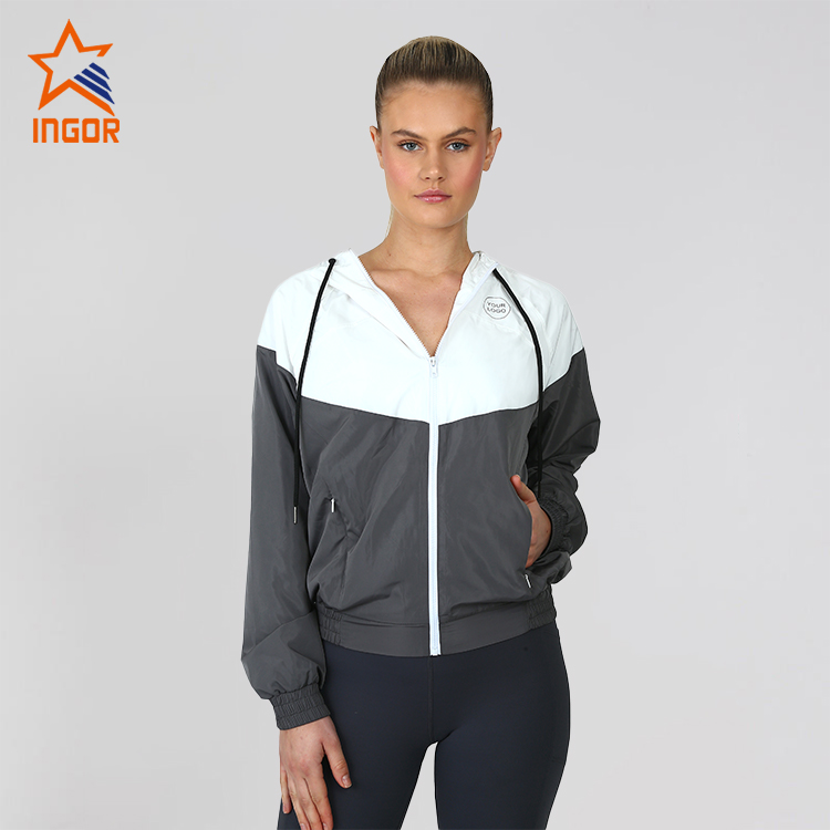 Ingorsports Women Custom Active Running Fitness Loose Coat Fashion Zip Up Sweatshirt Hoodies Jacket 1
