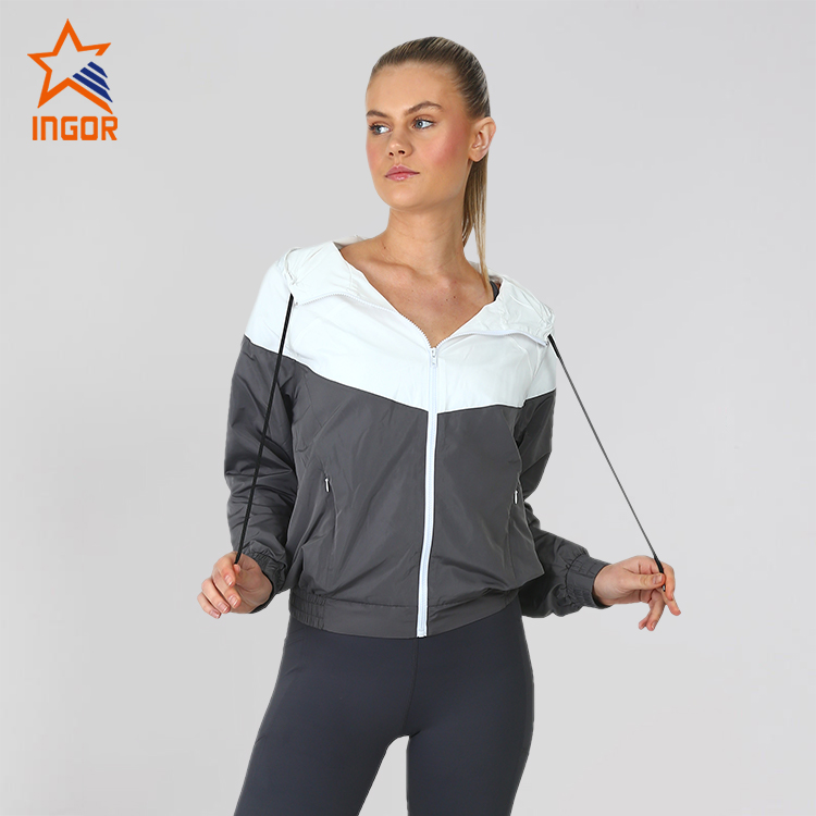 Ingorsports Women Custom Active Running Fitness Loose Coat Fashion Zip Up Sweatshirt Hoodies Jacket 2