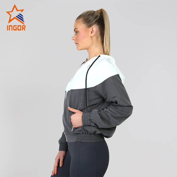 Ingorsports Women Custom Active Running Fitness Loose Coat Fashion Zip Up Sweatshirt Hoodies Jacket 3