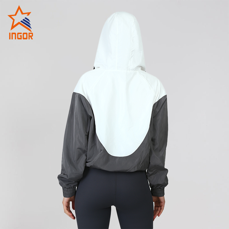 Ingorsports Women Custom Active Running Fitness Loose Coat Fashion Zip Up Sweatshirt Hoodies Jacket 4