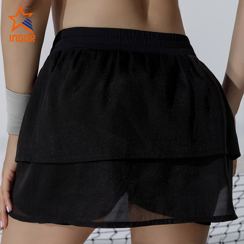 Ingortsports Wholesale Sports Wear Tennis Skirts With Lightweight Chiffon For Outer Layer 5
