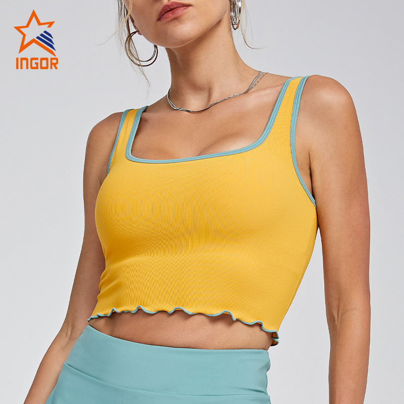 Ingorsports Gym Wear Manufacturer Contrast Color Binding Sports Bra 2