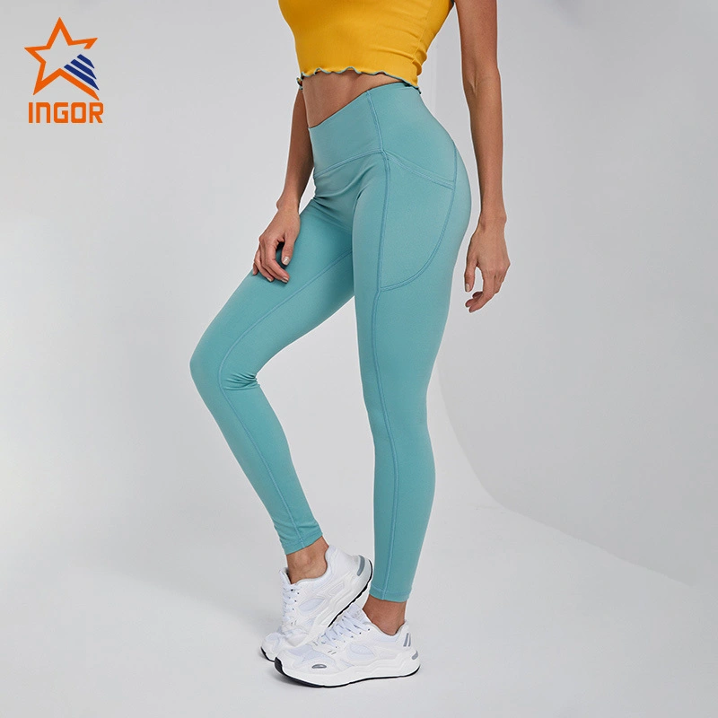Ingorsports Custom Activewear Hersteller Sport-Legging-Hose mit zwei Seitentaschen & ohne Vordernaht 1