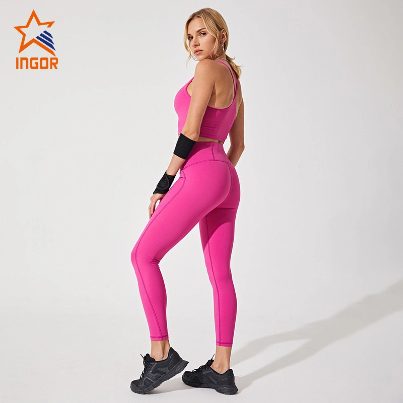 Reggiseno sportivo Ingorsports Activewear Produttore Y Back & Tessuto in nylon interlock Vita alta Gambale a 7/8 Tasca interna sul retro Cintura 1