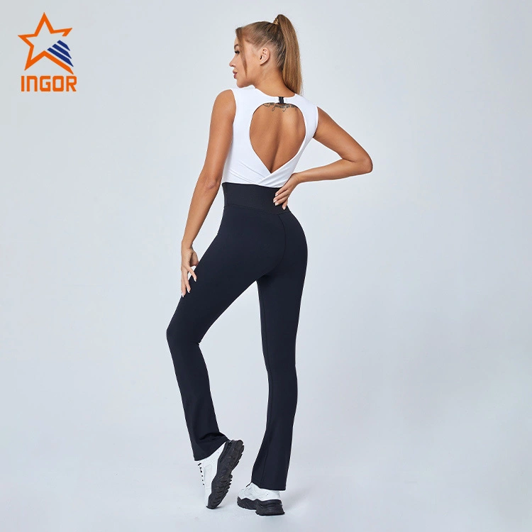 Ingorsports Signature gerippter Jacquard-Overall für Damen, individuelles Yoga-Sport-Einteiler-Set 1