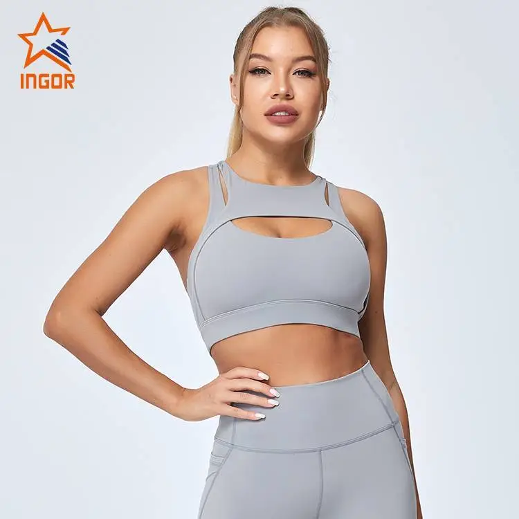 Reggiseno sportivo per yoga con supporto elevato e design con schiena incrociata di fabbrica Activewear di Ingorsports 1