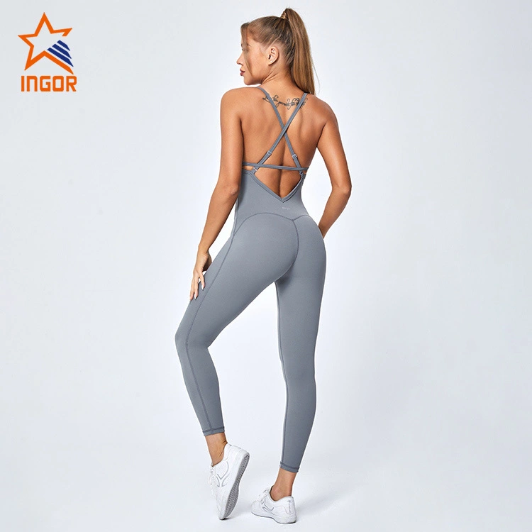 Ingorsports Gym Wear Hersteller, Damen-Einteiler-Overall-Set für Yoga, Sport und Fitness 1