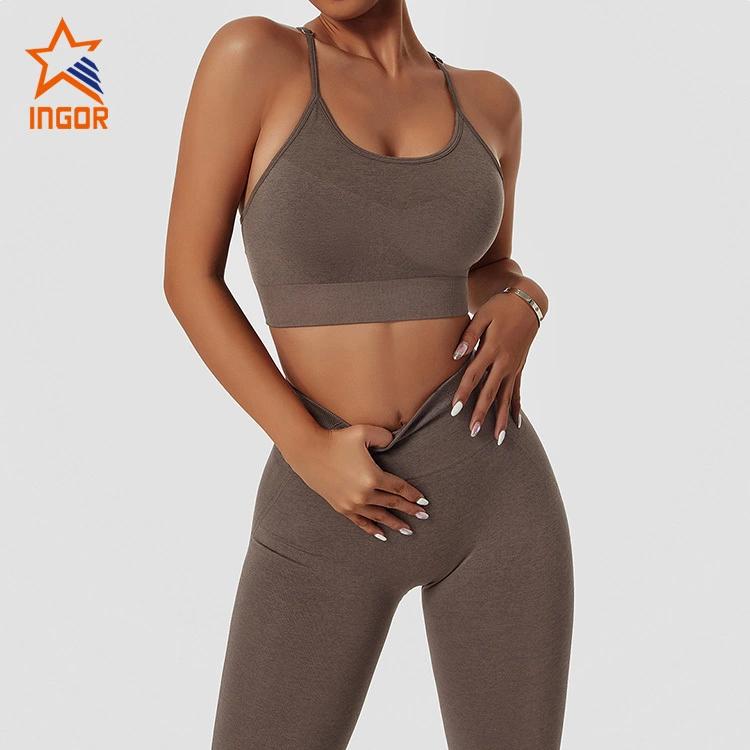 Ingor Sportswear Custom Damen Activewear Nahtloser gerippter High Impact Yoga Gym Sport-BH 1