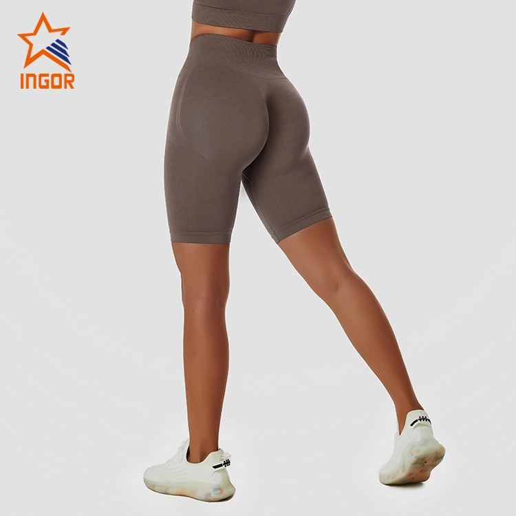 Ingor Sportswear seamless high waist outdoor women's tight breathable butt lifting running biker sports shorts 1